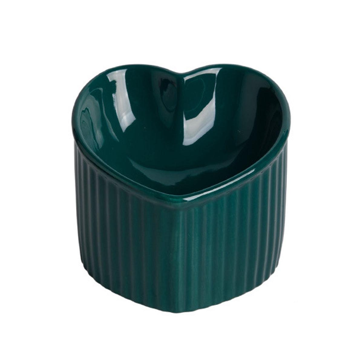 Heart-Shaped Ceramic Pet Bowl for Cats & Small Dogs, 5.43" x 4.56" x 3.14" - SuperSaverAU - view 8