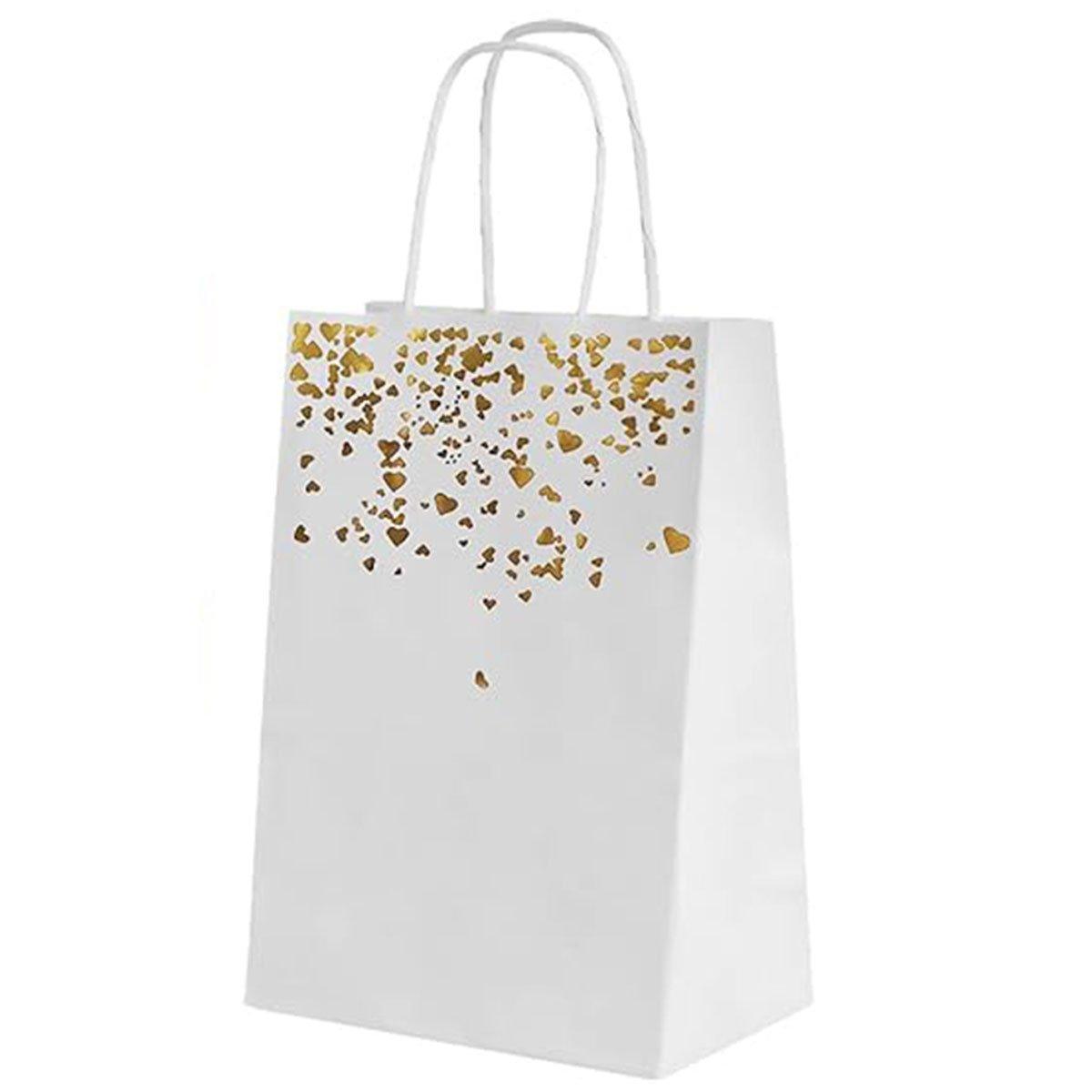 30PCS Kraft Paper Gift Bags Small Love Candy Bags Gold Foil Wedding Party Favors - White-Rose Gold Foil - SuperSaverAU - view 6