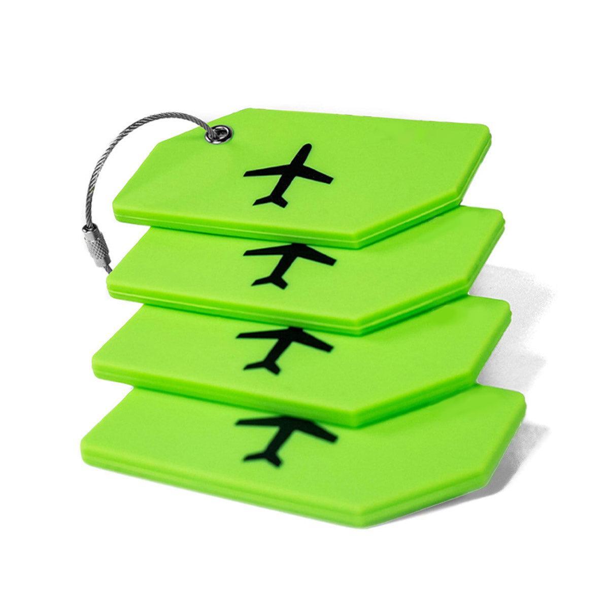 Premium Silicone Luggage Tags – Black & Green 5 Pack with Steel Cable Loops