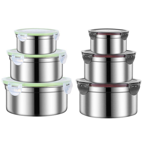 3PCS Stainless Steel Lunch Box Set - Airtight, Leak-proof, 300ml/550ml/900ml - Black - SuperSaverAU - view 1