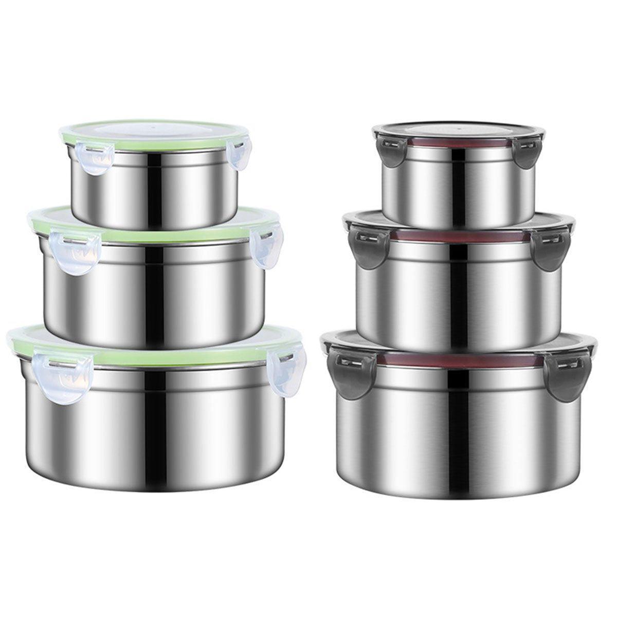 3PCS Stainless Steel Round Lunch Box Set - Airtight, Leak-proof, Stackable - SuperSaverAU - view 2