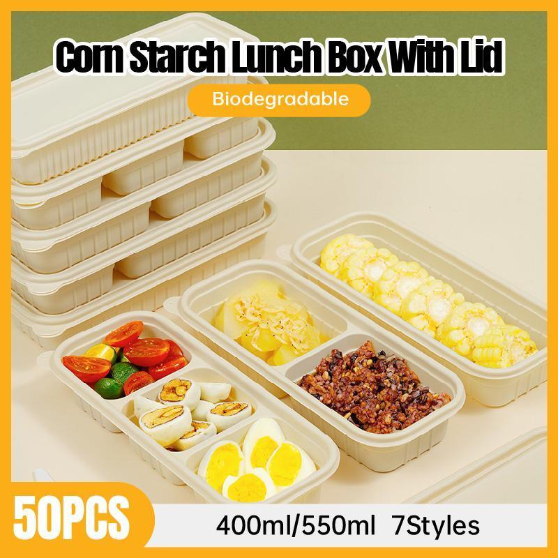 Biodegradable Corn Starch Meal Prep Containers Lids Durable Multi Compartment - A3 - SuperSaverAU - view 1