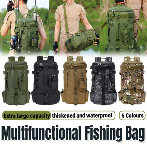 Waterproof Fishing Tackle Bag Large Capacity Multi Functional Shoulder Storage - Khaki Camouflage - SuperSaverAU - view 1