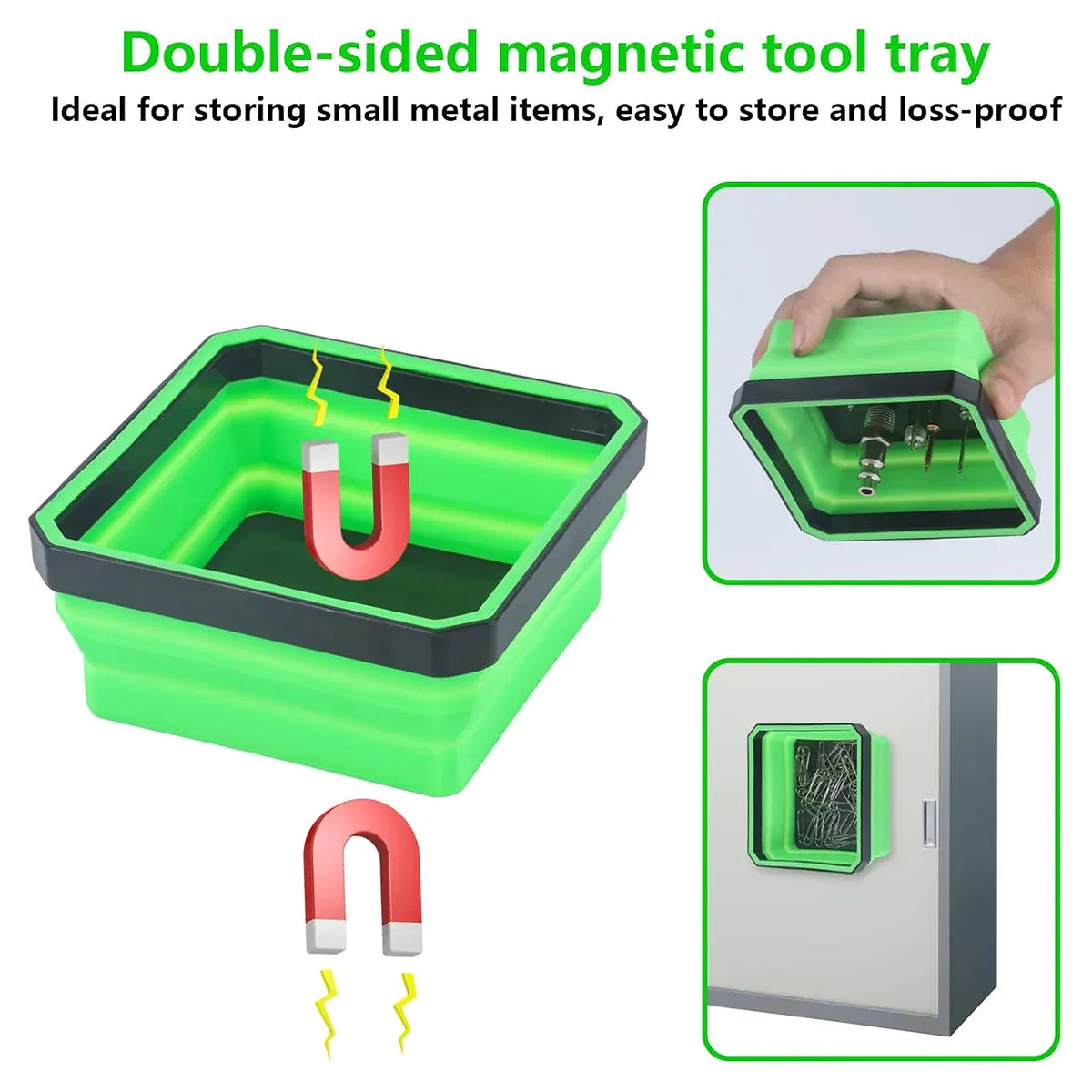 Premium 10 Piece Silicone Magnetic Tool Tray Set - Green