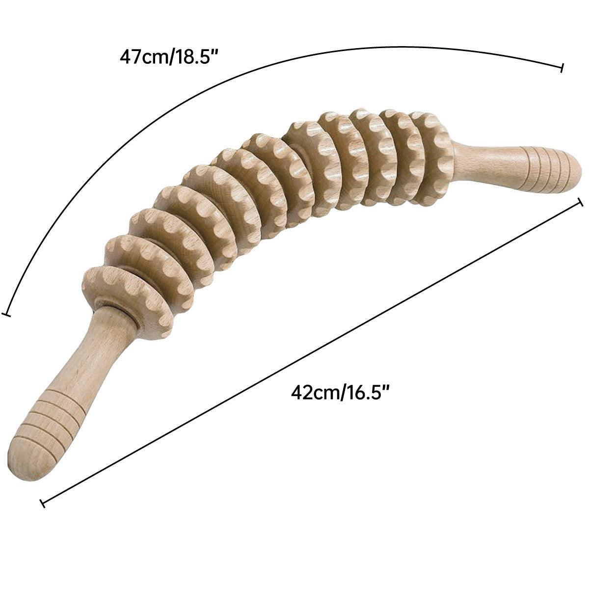 Premium Wooden 12-Roller Massage Stick for Neck Back Thigh and Muscle Relaxation