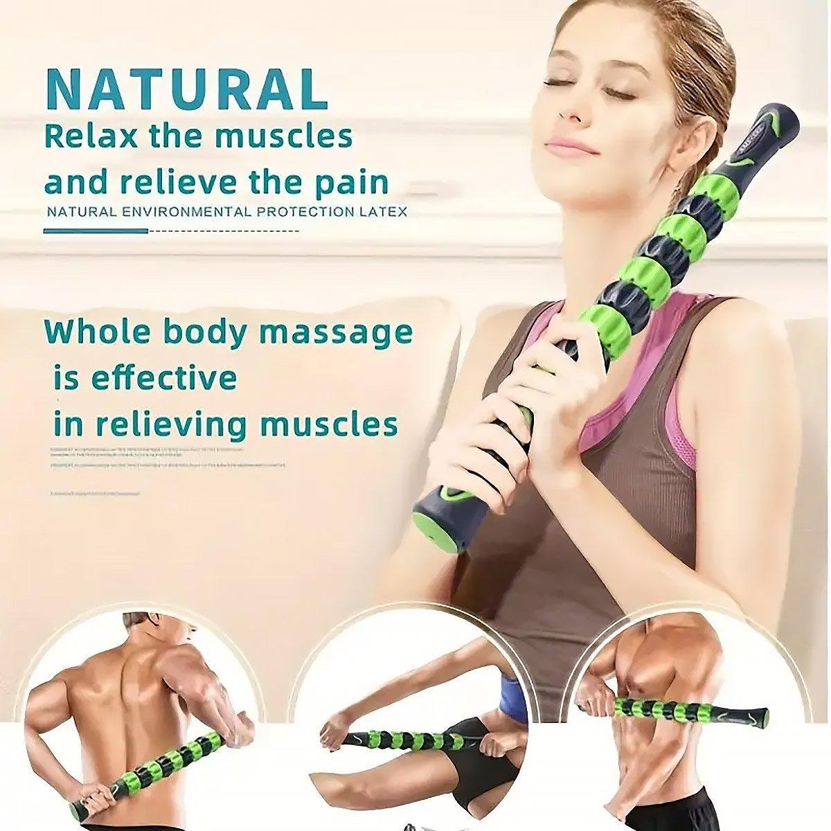 Premium Black 9-Roller Muscle Massage Stick for Fascia Back Leg and Neck Relief