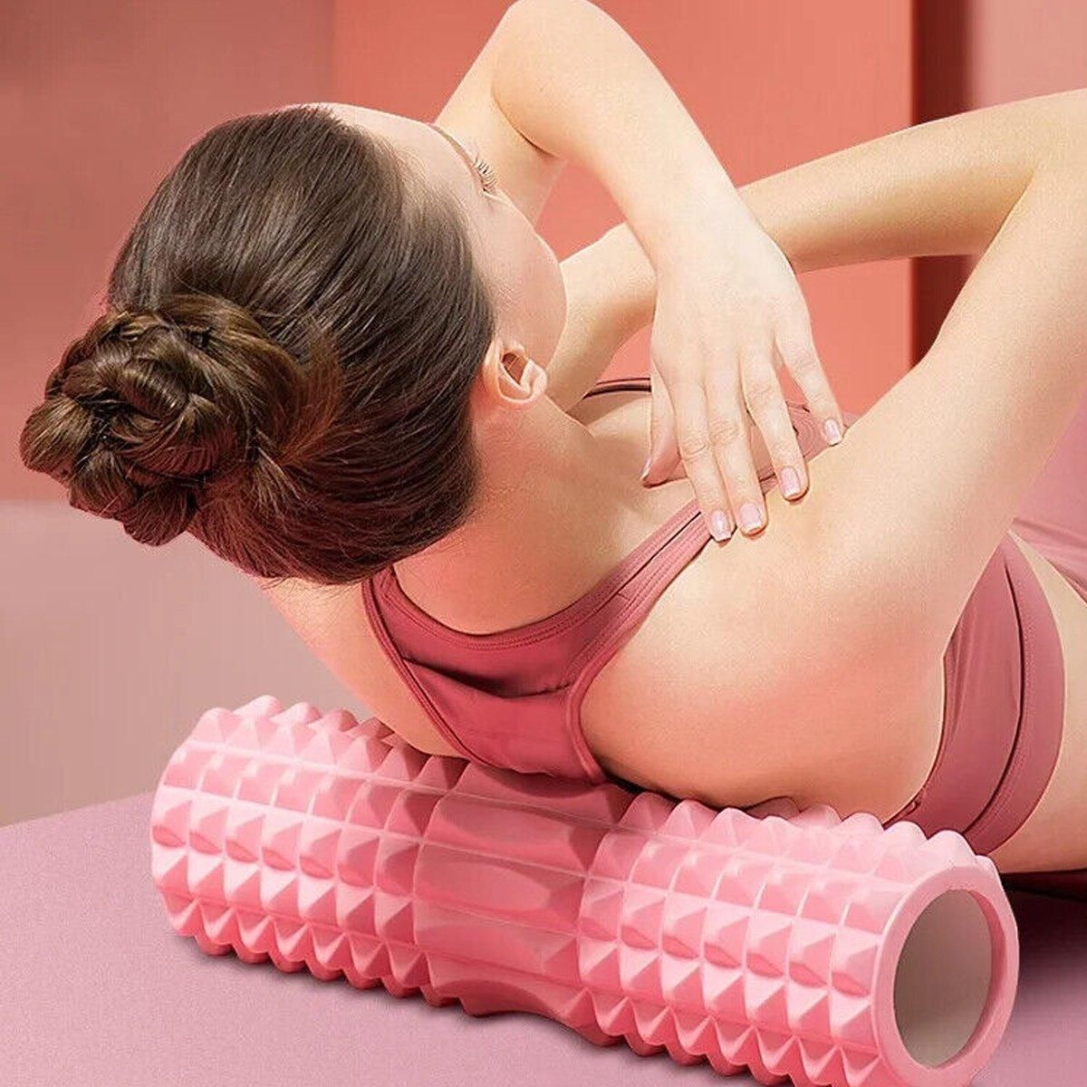 Premium High Density EVA Foam Roller with Textured Wolf Tooth Surface - Blue 45cm