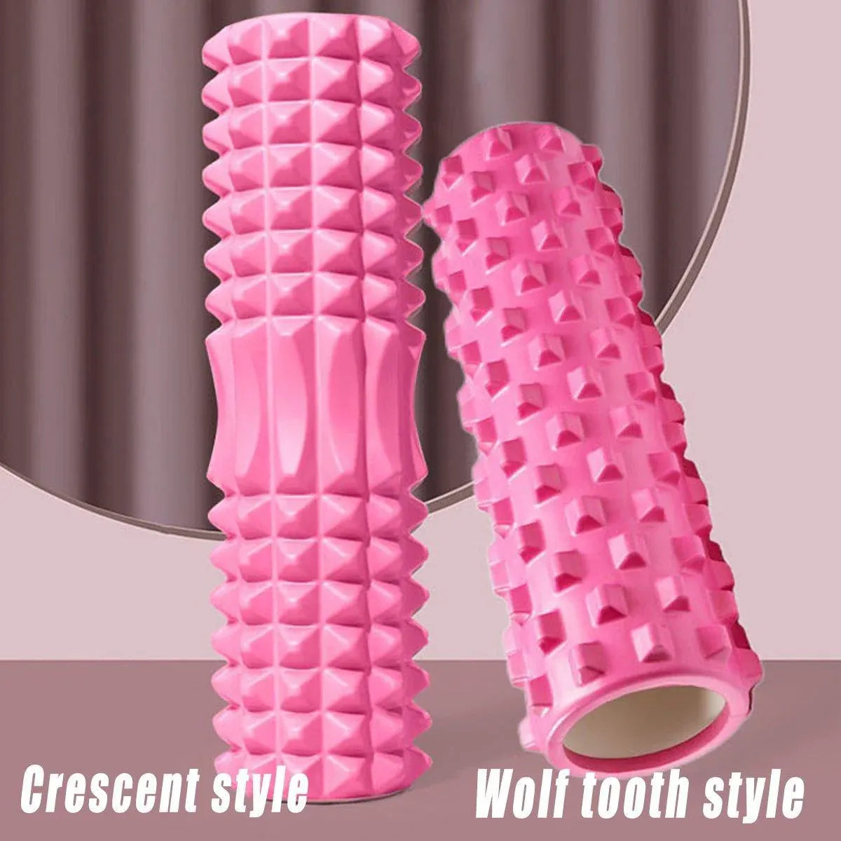 Premium High Density EVA Foam Roller with Textured Crescent Surface - Pink 33cm