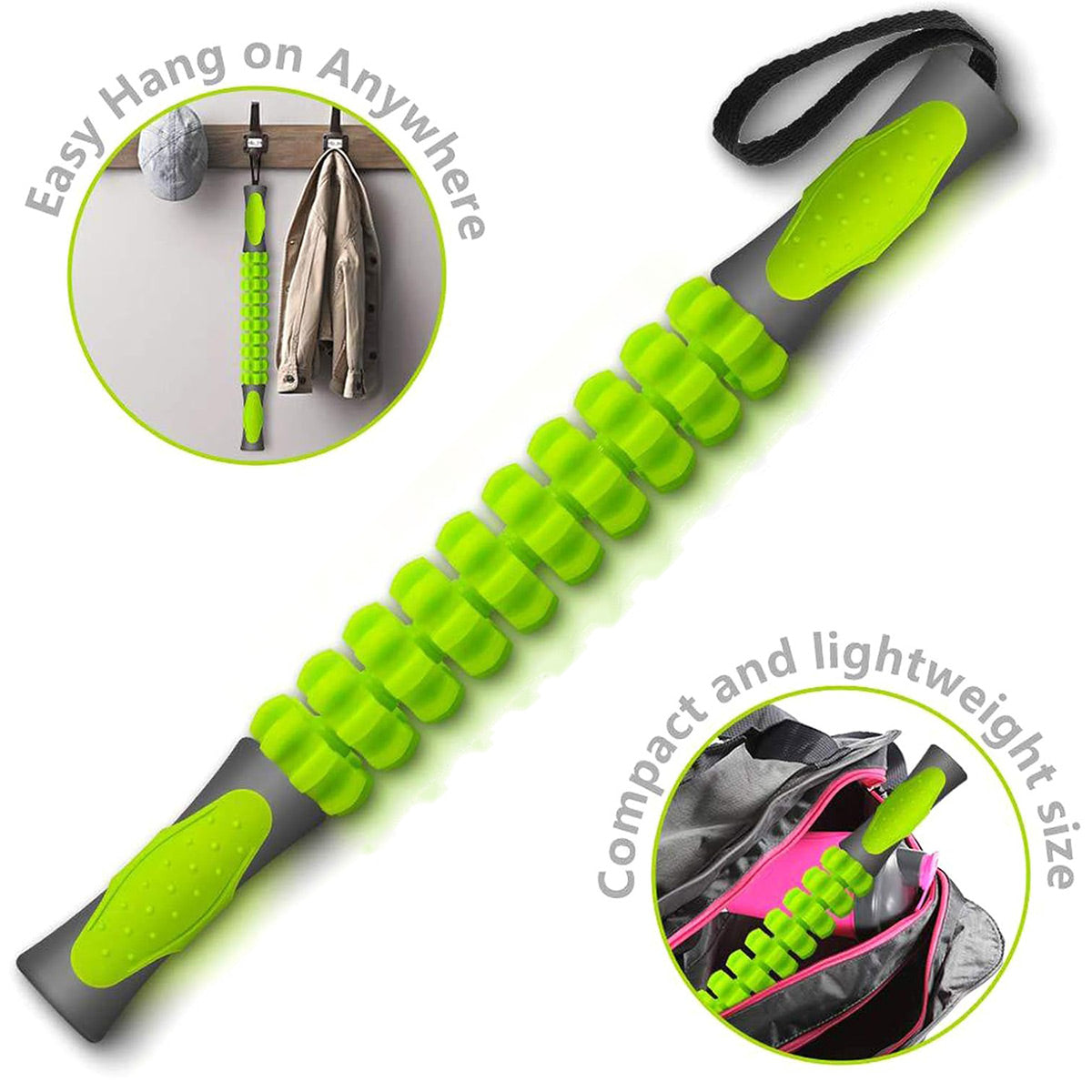 Premium Muscle Roller Stick with Gear-Shaped Roller & Anti-Slip Handles - Yellow