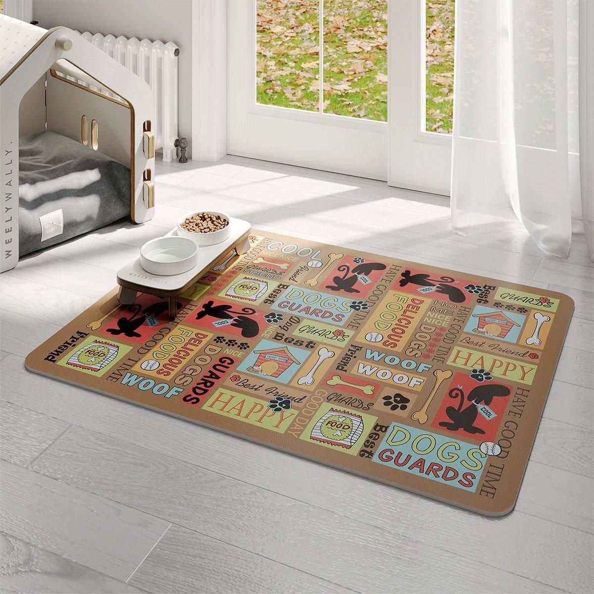 Premium Waterproof Pet Feeding Mat Anti-Slip - Dog White 45 x 60cm