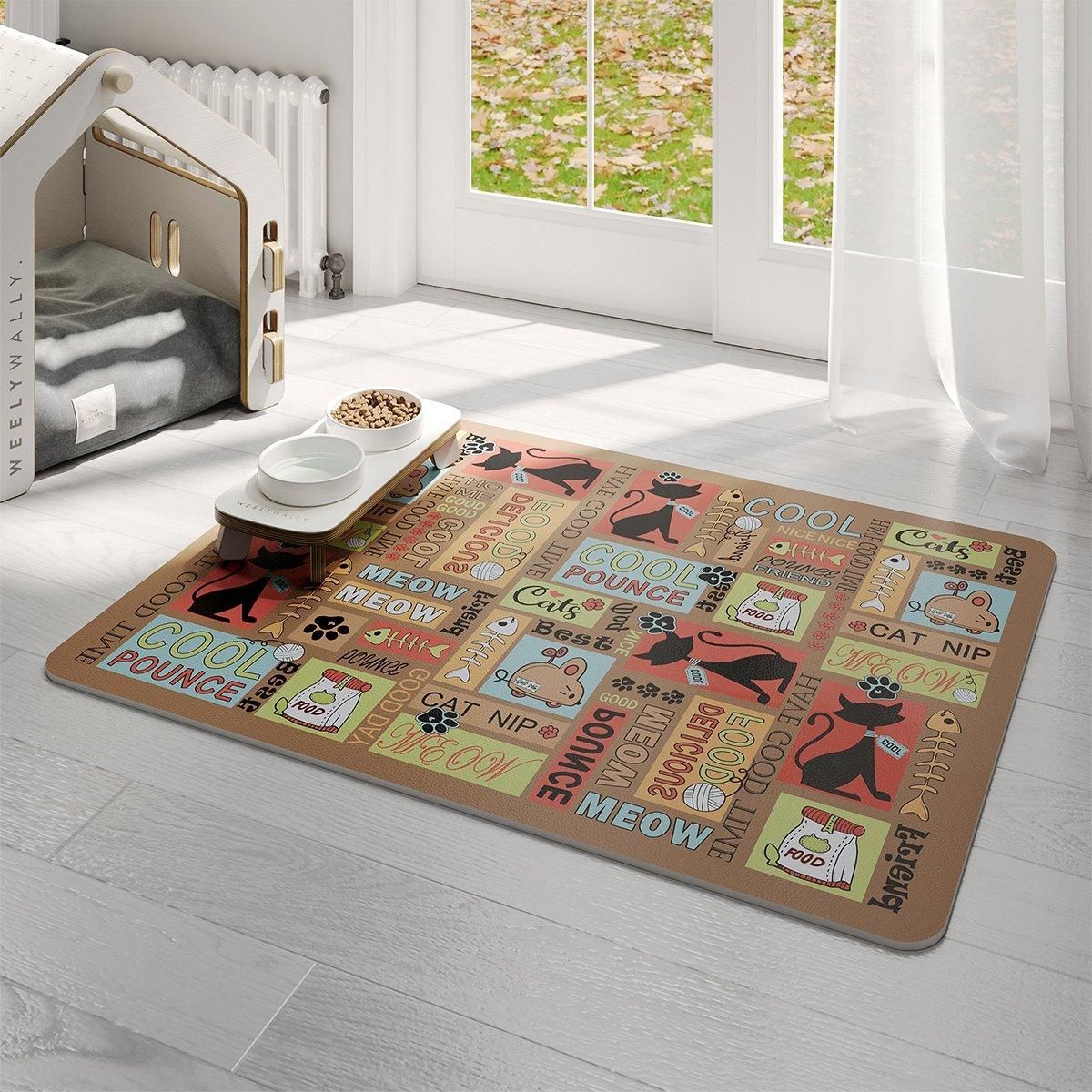 Premium Waterproof Pet Feeding Mat Anti-Slip - Dog White 45 x 60cm