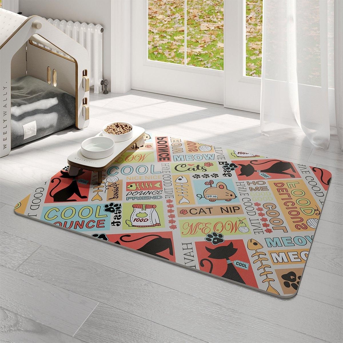 Premium Waterproof Pet Feeding Mat Anti-Slip - Dog White 45 x 60cm