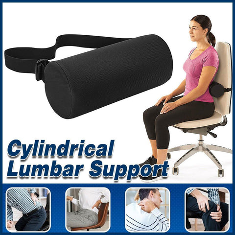 Premium Adjustable Cylindrical Lumbar Support Pillow – Black