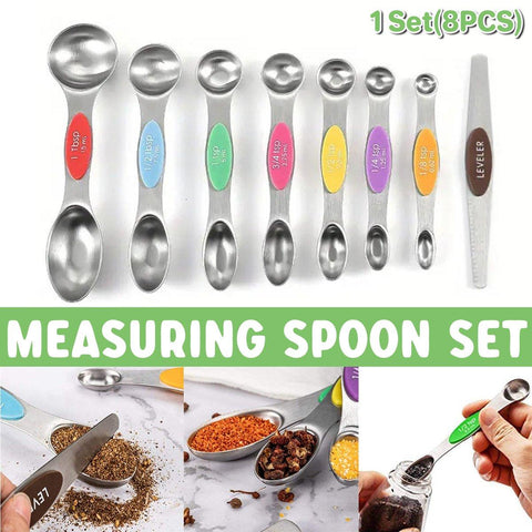 Premium Stainless Steel Dual Head Measuring Spoon Set – 8 Piece