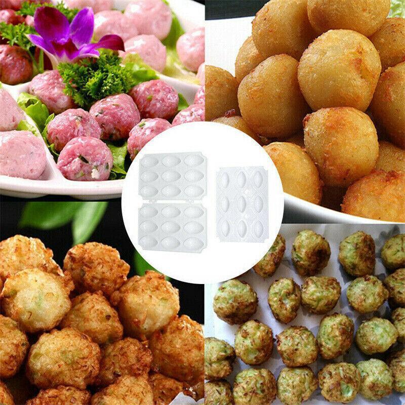 Meatball Maker Manual Meatloaf Mold Kibbeh Maker Press Minced Processor Tool - 9 Holes White - SuperSaverAU - view 3