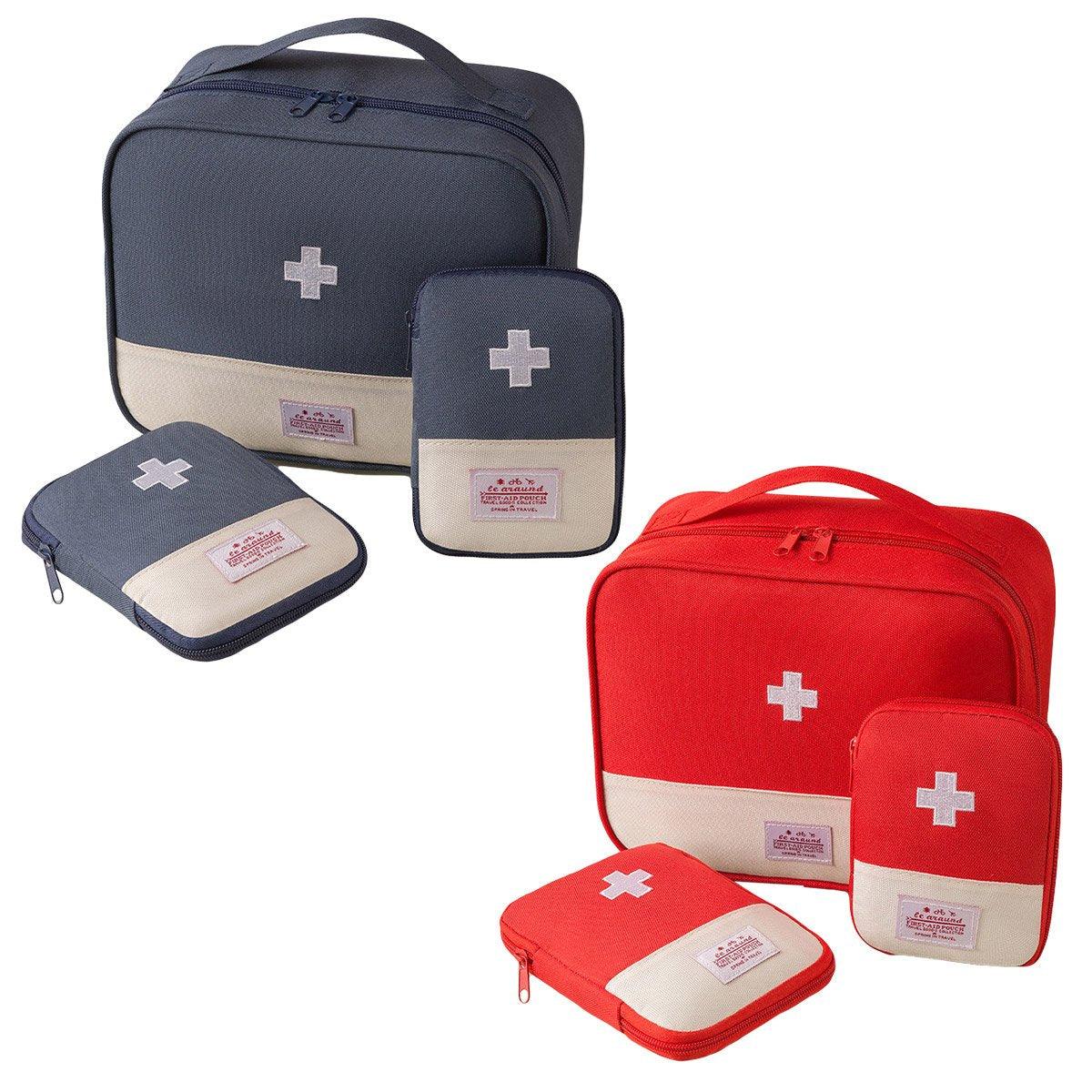 Premium Set of 3 Navy Portable Medical Storage Bags for First Aid and Travel