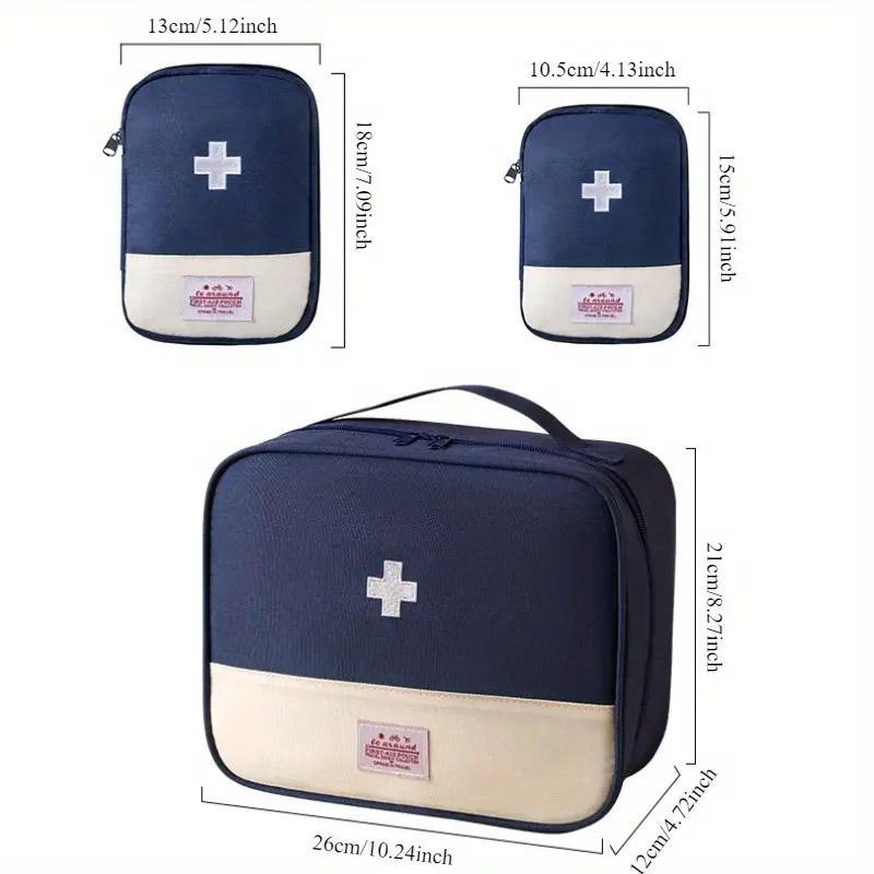 Premium Set of 3 Navy Portable Medical Storage Bags for First Aid and Travel