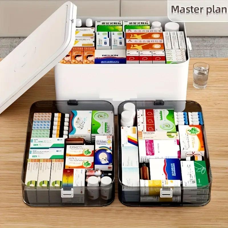 Premium 4-Layer Portable Family Medicine Box First Aid Storage Organiser