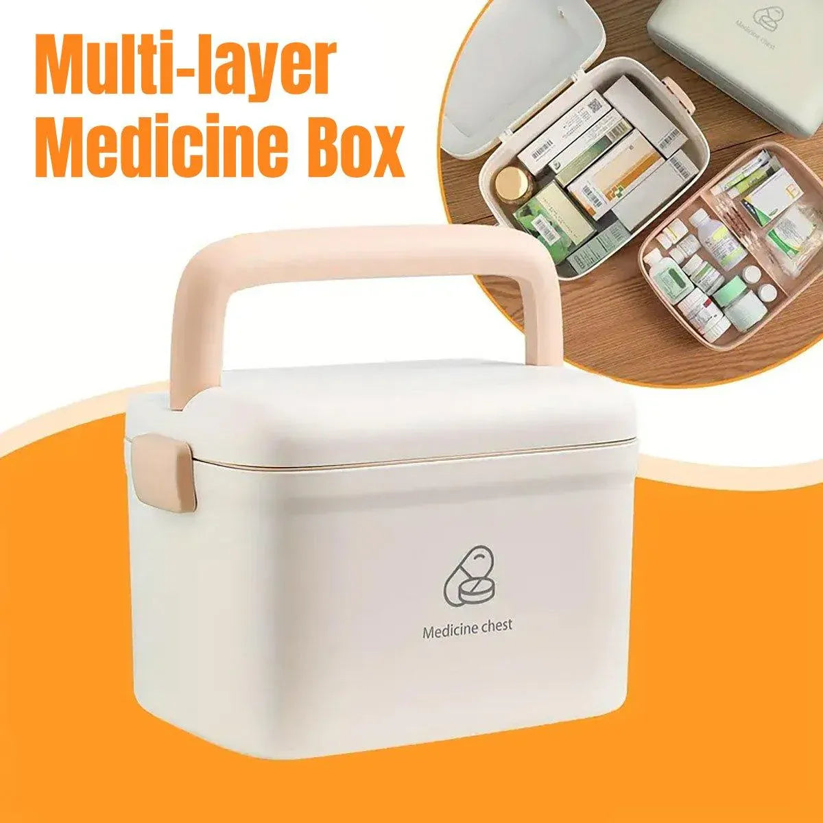 Premium Household Medicine Cabinet First Aid Storage Organiser with Carry Handle