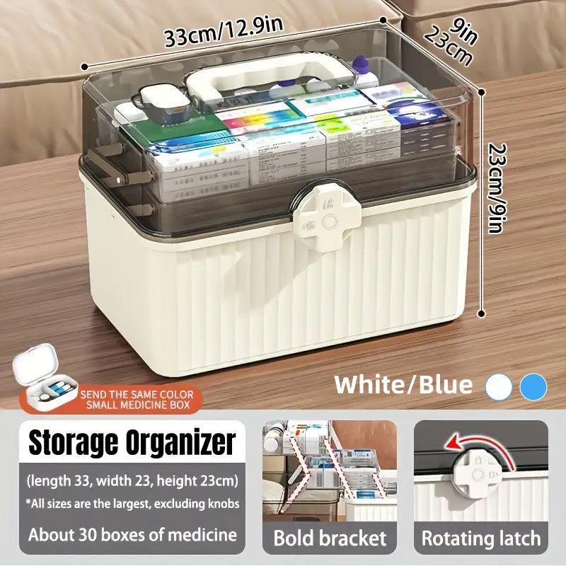 Blue Multi-Layer Medicine Storage Box - Large Capacity First Aid Organizer - SuperSaverAU - view 1