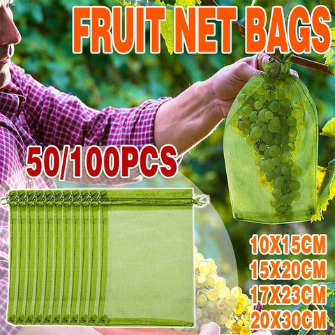 Premium Organza Fruit Protection Net Bags – Green 17 x 23cm, 50 Pack