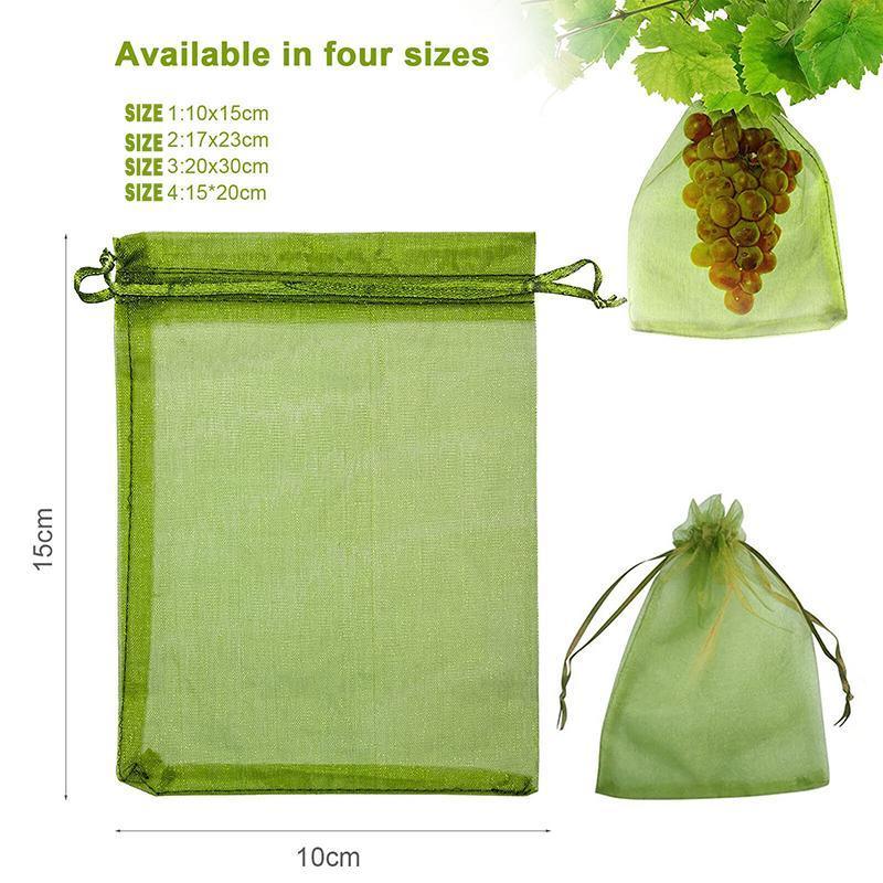 Premium Organza Fruit Protection Net Bags – Green 20 x 30cm, 50 Pack