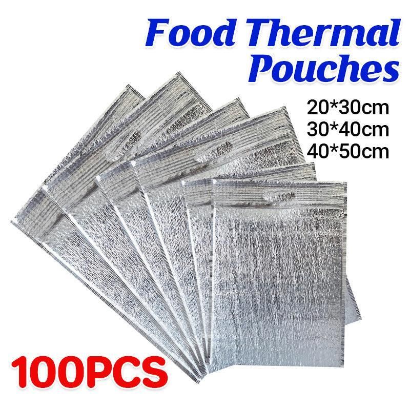 Aluminum Foil Insulated Food Storage Bags - 100PCS, 30*40CM, Thermal & Durable