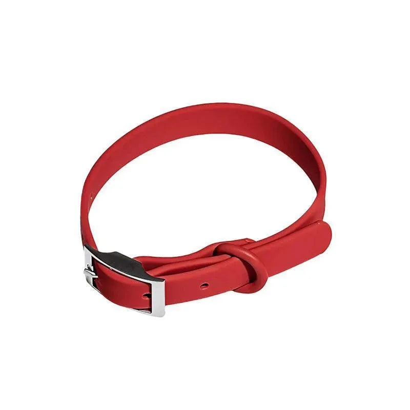Premium Waterproof PVC Dog Collar Adjustable - Red M