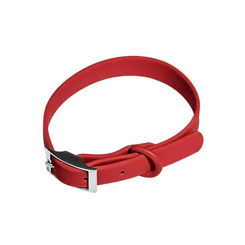 Premium Waterproof PVC Dog Collar Soft Adjustable - Red L