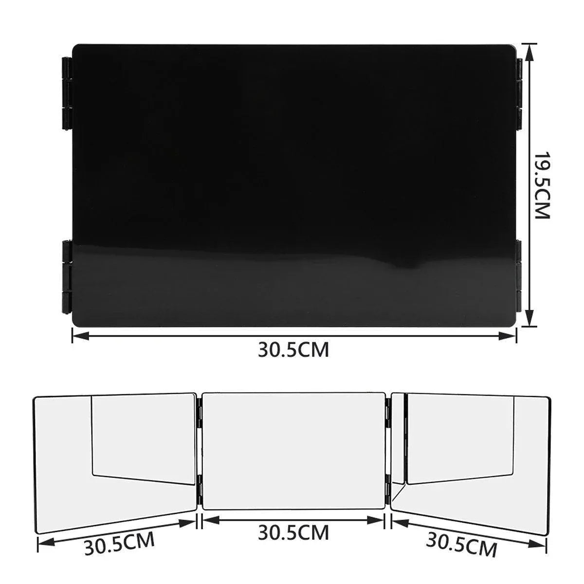 Premium 3-Way Hanging Hair Cutting Mirror Foldable No-Drill Grooming Mirror
