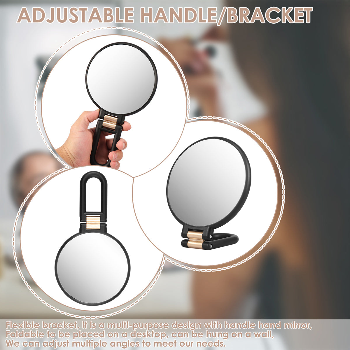 Premium White 30X Handheld Magnifying Makeup Mirror Double Sided Foldable Design