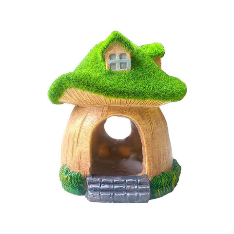Premium Aquarium Moss Mushroom House Decoration - House With Window