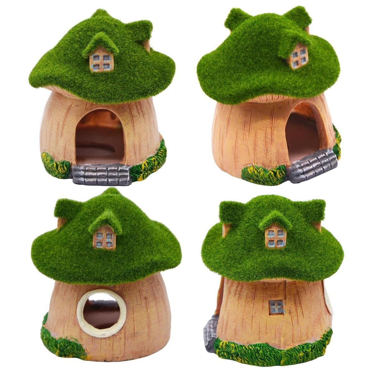 Premium Aquarium Moss Mushroom House Decoration - House With Window