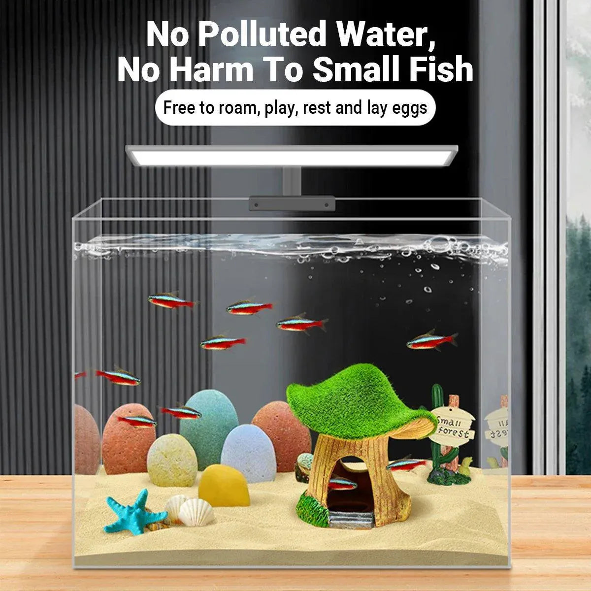 Premium Aquarium Moss Mushroom House Decoration - House With Window