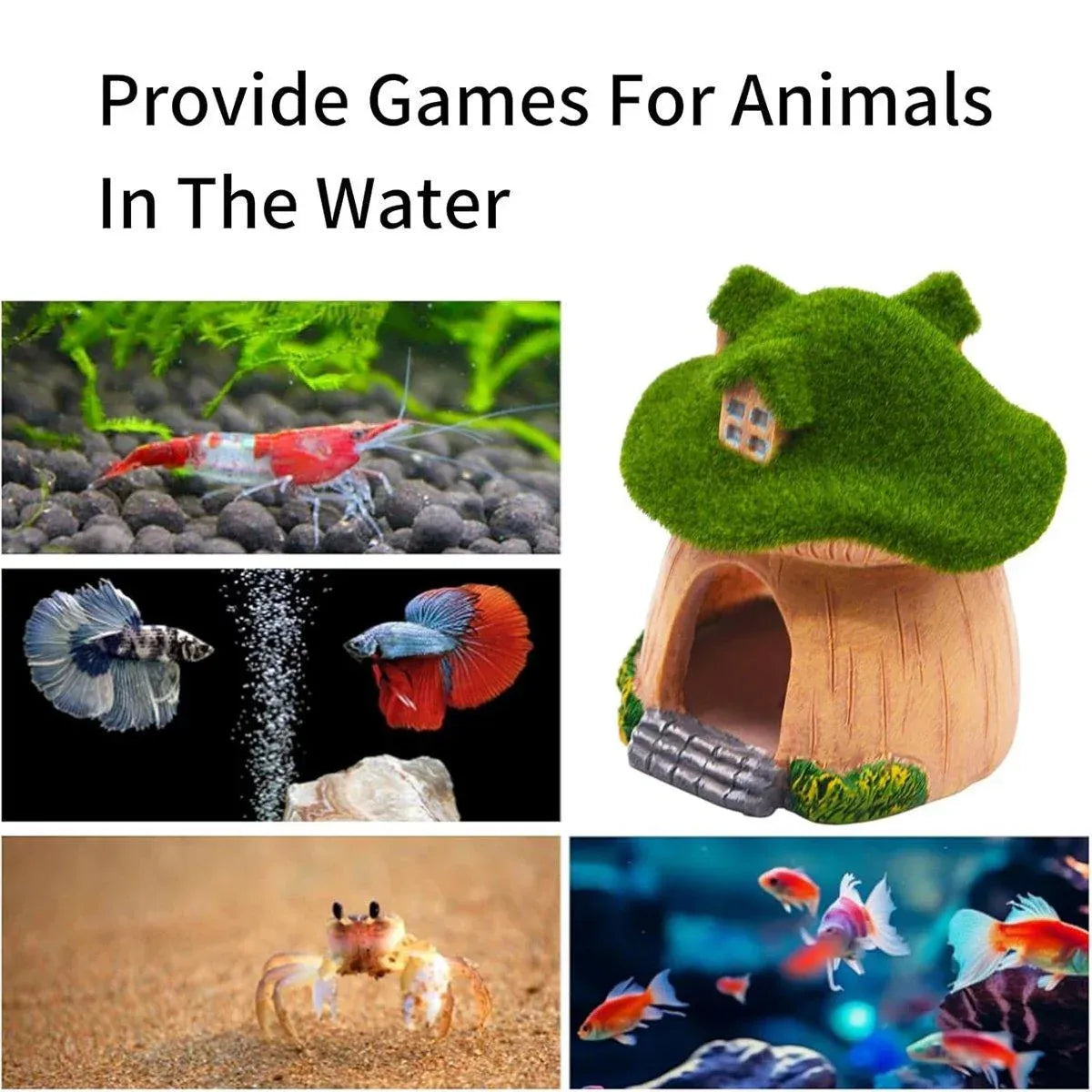 Premium Aquarium Moss Mushroom House Decoration - House With Window