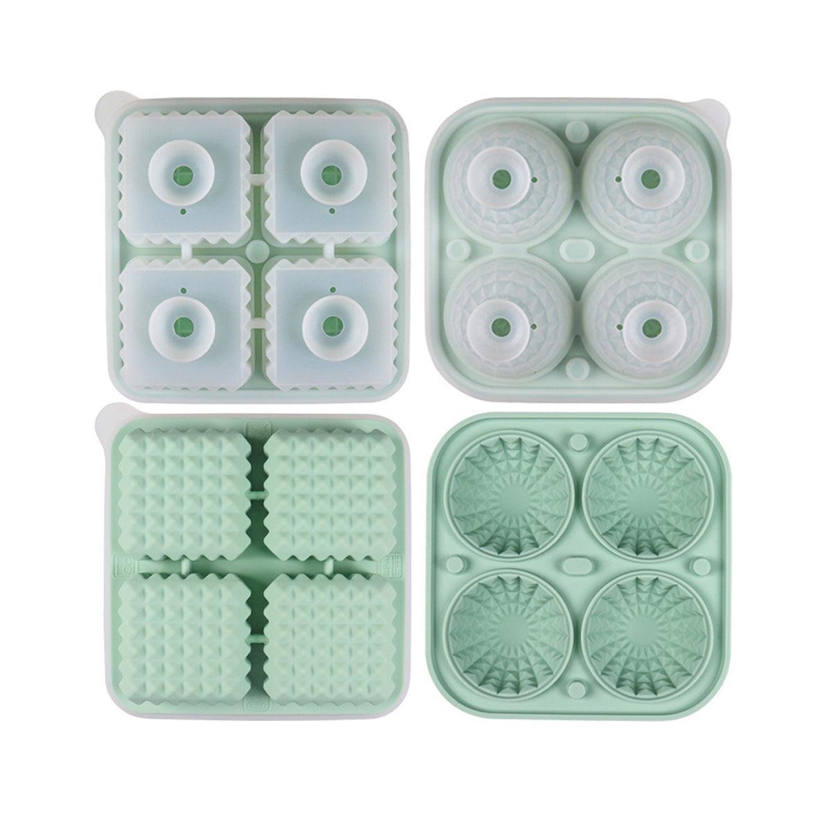 Silicone Ice Cube Tray & Ice Ball Maker 2PCS - Round & Square Molds, Blue - SuperSaverAU - view 7