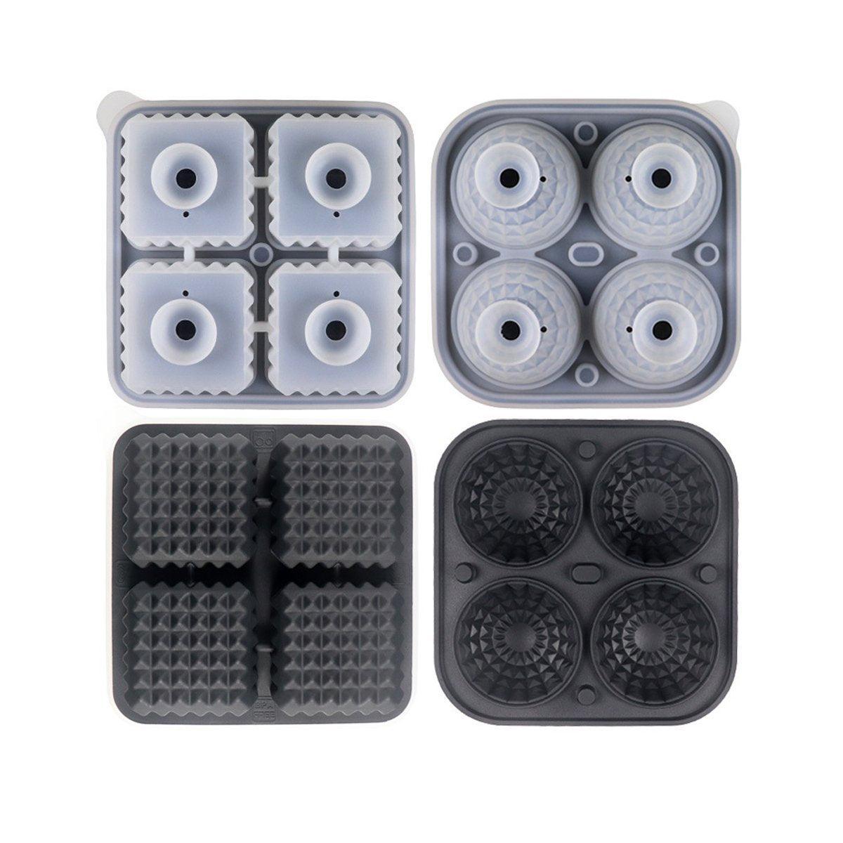 Silicone Ice Cube Tray 2PCS Round & Square Ice Ball Maker for Whiskey Cocktails - Pink - SuperSaverAU - view 5