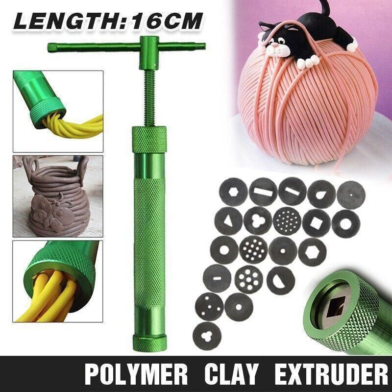 Premium Polymer Clay Gun Extruder – Green with 20 Discs