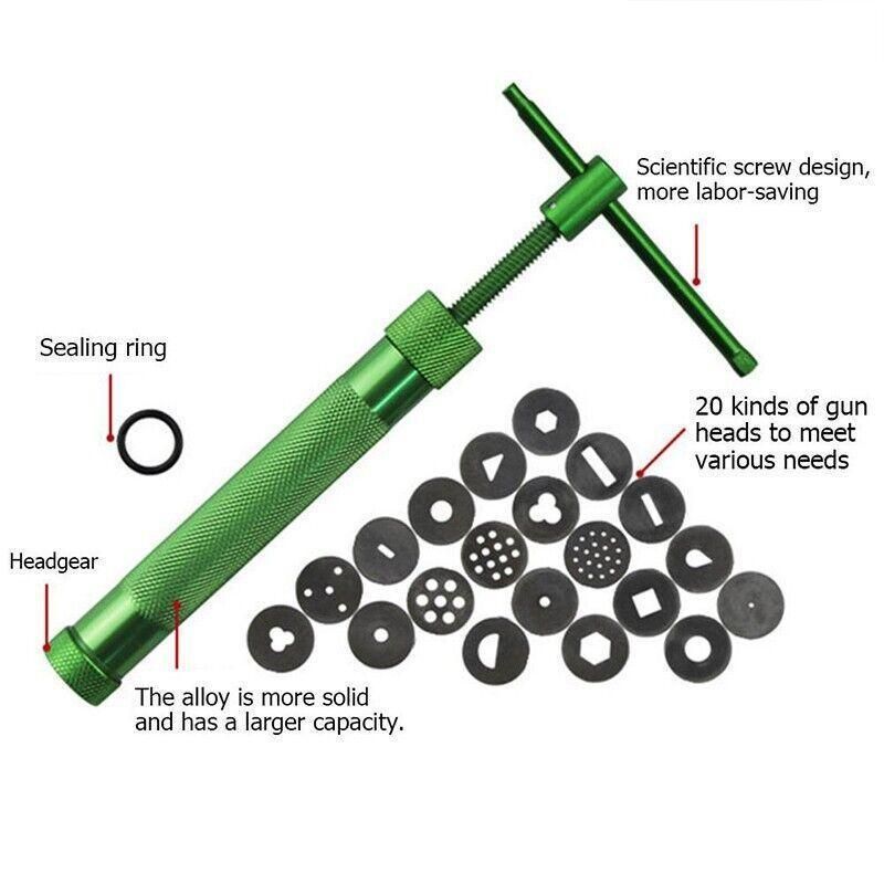 Premium Polymer Clay Gun Extruder – Green with 20 Discs