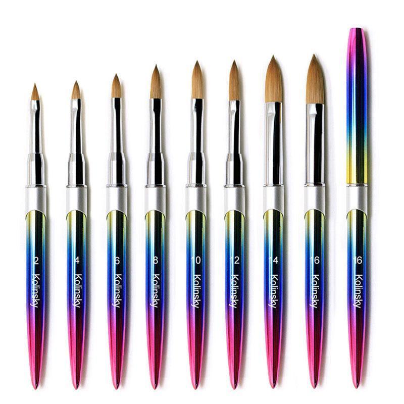 Premium Kolinsky Size 16 Acrylic Nail Art Brush with Gradient Metal Handle