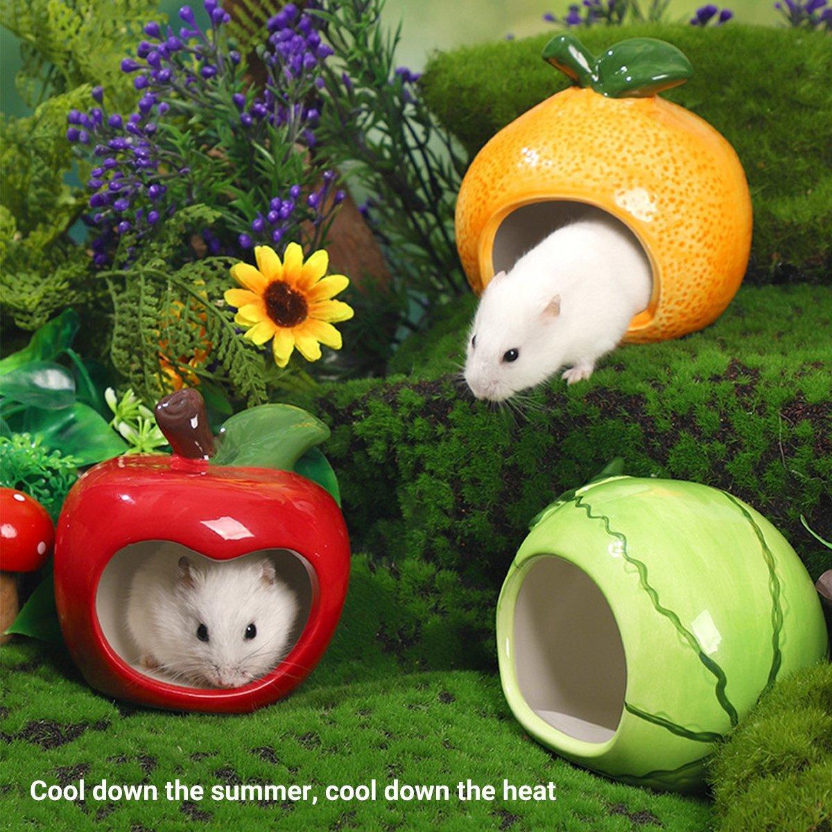 Premium Ceramic Hamster Nest Small Animal Hideout - Apple