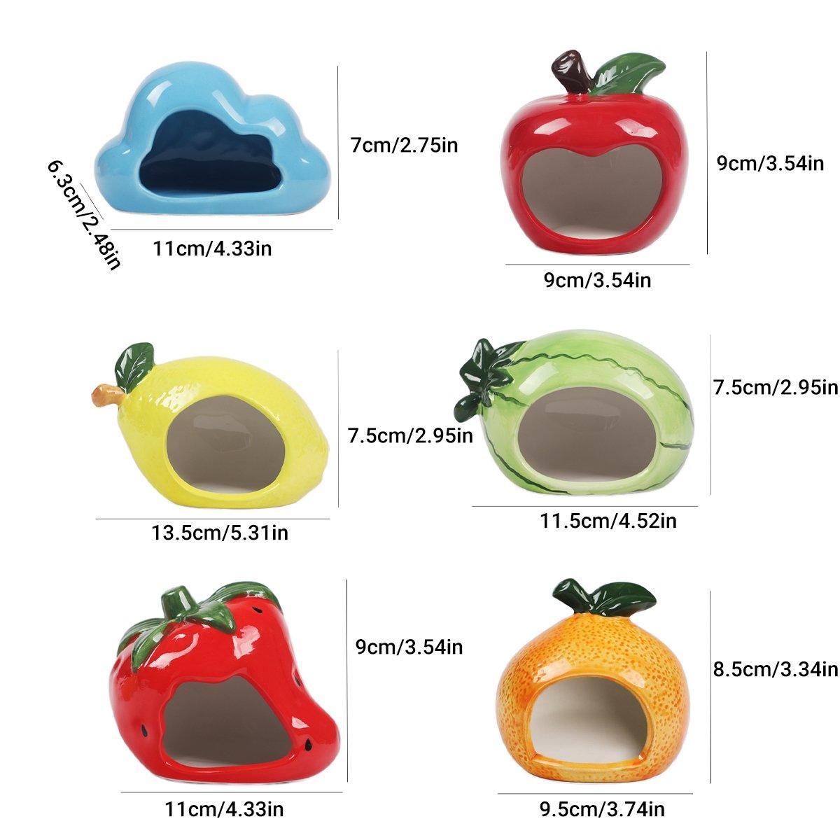 Premium Ceramic Hamster Nest Small Animal Hideout - Strawberry