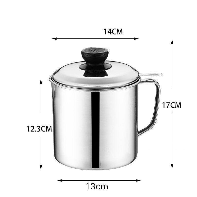 Premium 1.8L Stainless Steel Oil Filter Pot – with Strainer Lid