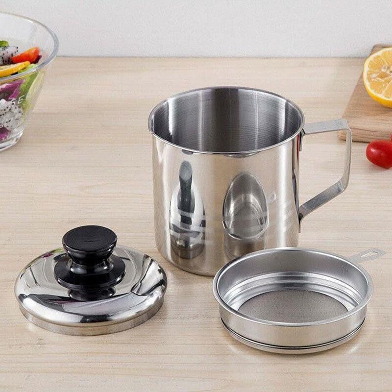 Premium 1.8L Stainless Steel Oil Filter Pot – with Strainer Lid