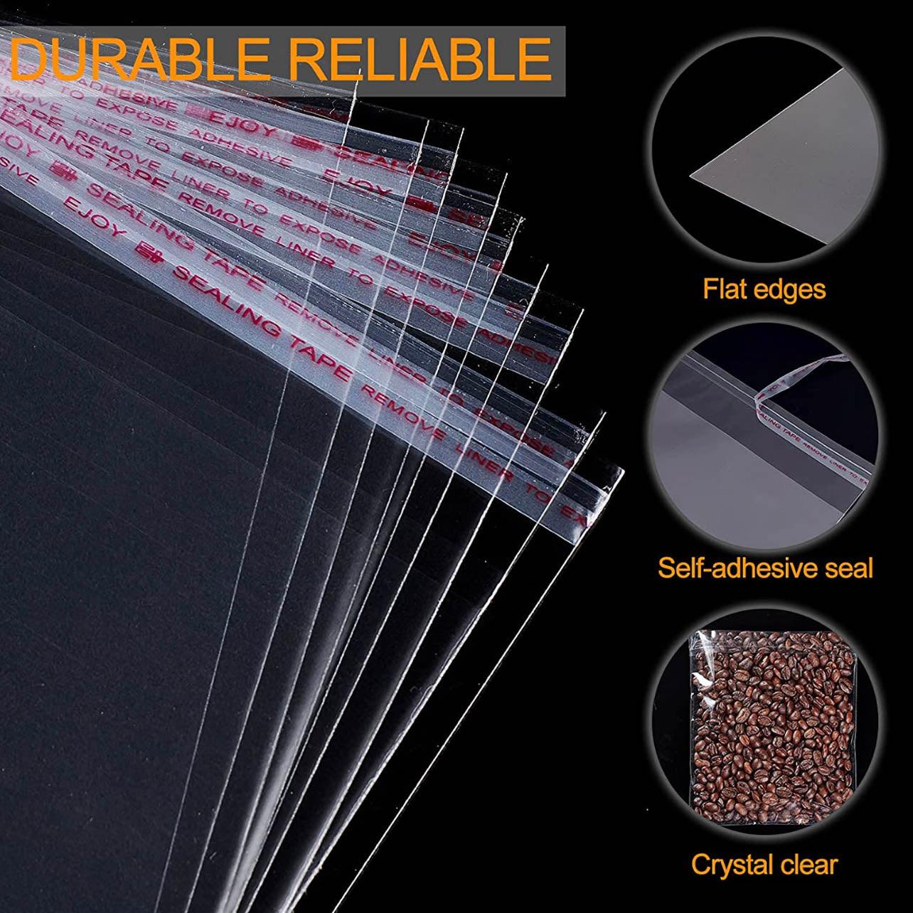 Premium Self-Adhesive Clear OPP Cellophane Bags with Air Hole - 28 x 38 + 4cm, 100 Pack