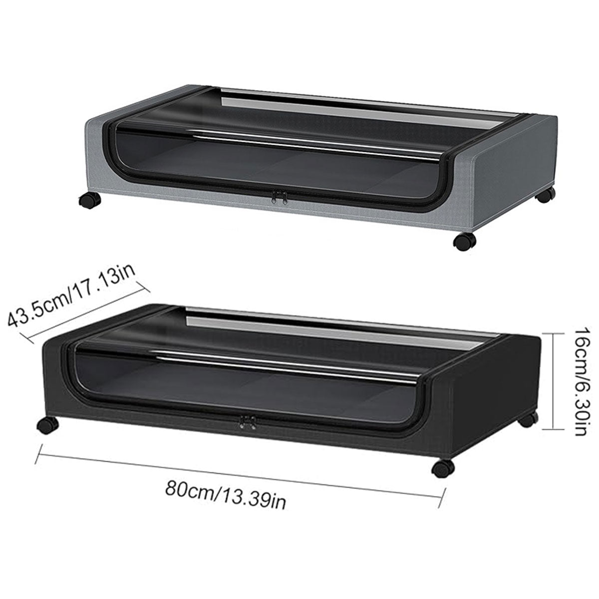 Premium Under Bed Storage Box – Black with Wheels