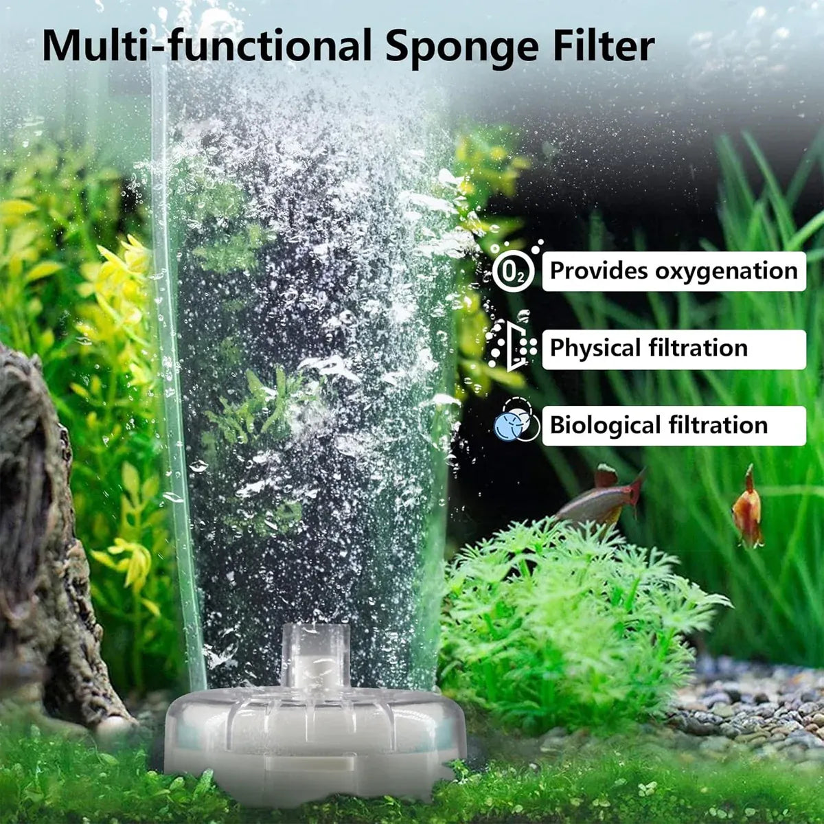 Premium Aquarium Mini Small Tank Filter with Aeration - 10cm
