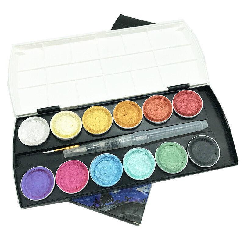 12-90 Watercolour Paint Set with Brush - 12 Vibrant Colours, Portable Design - SuperSaverAU - view 3