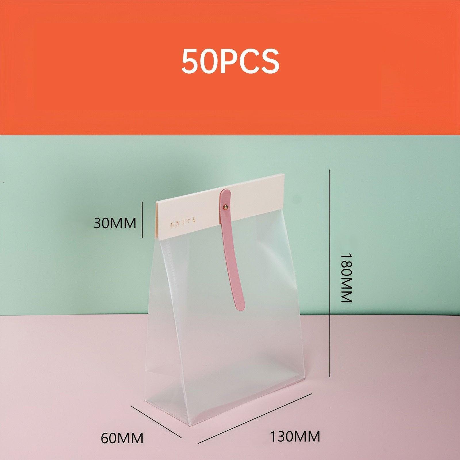 50pcs Transparent Snack Bags Biscuit Candy Bags Resealable Food Packaging - Red - SuperSaverAU - view 3