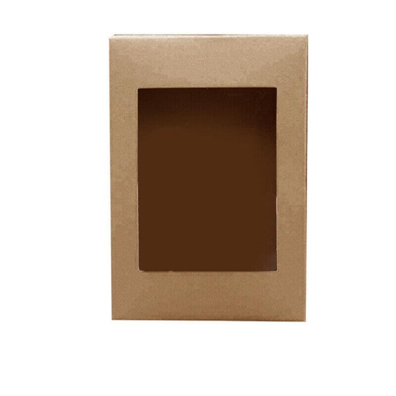 Premium 10 Pack Kraft Paper Boxes with Window 20x15x5cm Catering Trays
